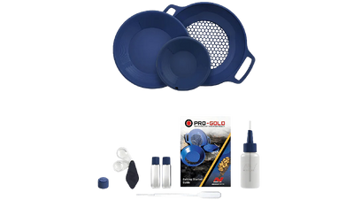 Minelab Pro-Gold Gold Panning Kit – Complete Prospecting Set with Pans, Accessories & Carry Bag (Blue)
