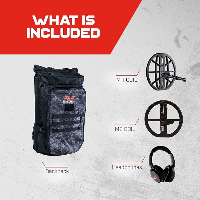 Minelab Manticore Multi-Frequency High Power Waterproof Metal Detector with M9 Coil & Backpack