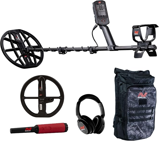 Minelab Manticore Multi-Frequency High Power Waterproof Metal Detector with M9 Coil, PRO-FIND 40 Pinpointer & Backpack