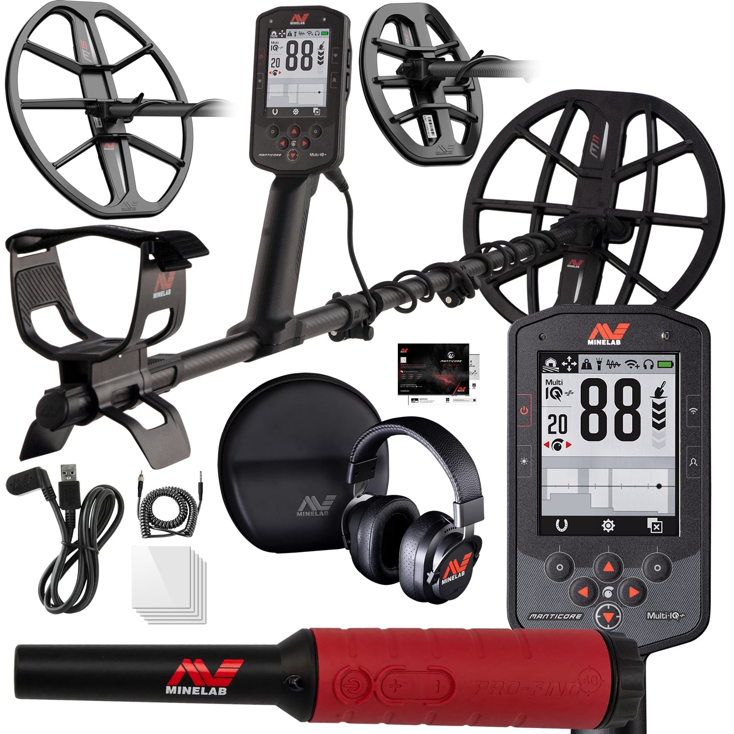 Minelab Manticore 3-Coil Bundle – Waterproof Multi-Frequency Detector with M8, M15 & Pro-Find 40 Pinpointer