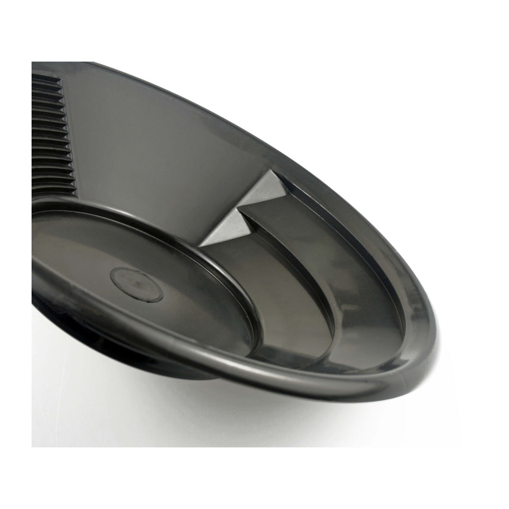 8" Gold Prospecting Pan – Black Plastic with Dual Riffles