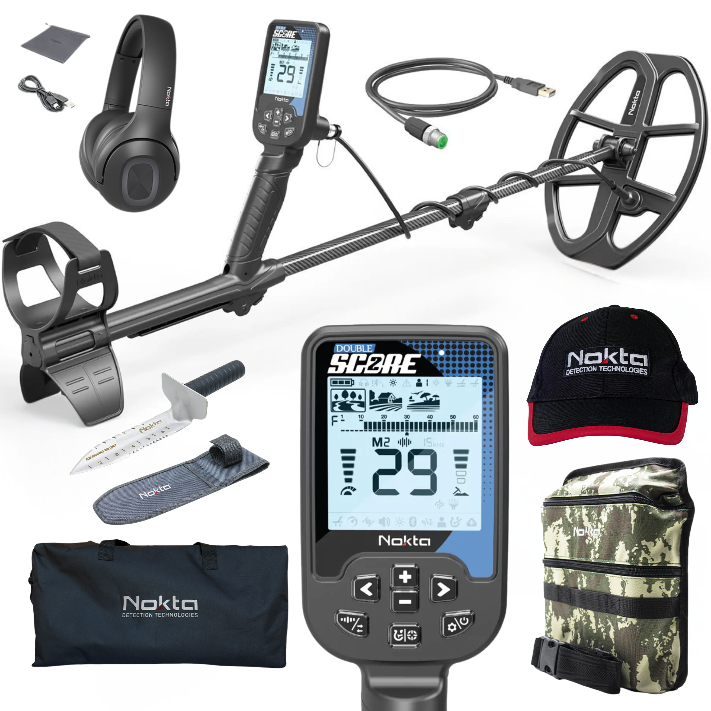 Nokta Score 2 Double Score Metal Detector – Waterproof Multi-Frequency Beginner Pack with Wireless Headphones & Accessories
