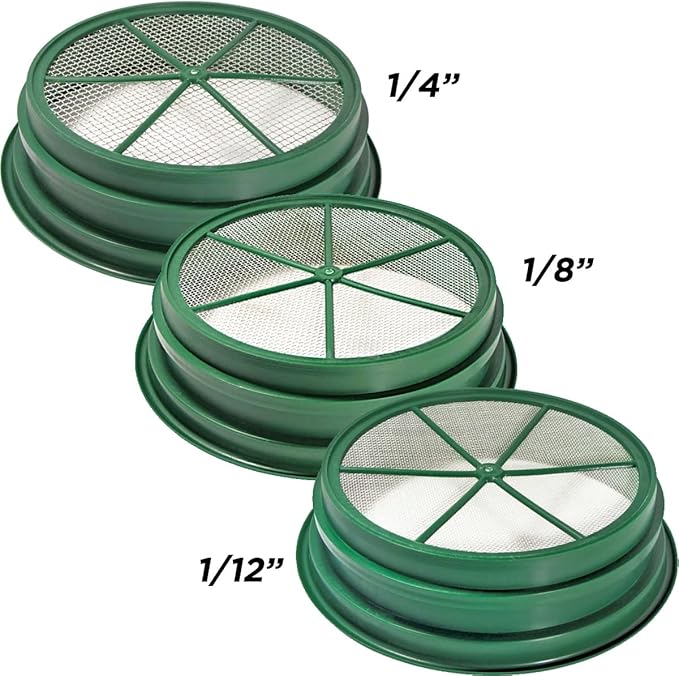 DRAGONXT 3-Piece 13¼" Stackable Gold Classifier Set – Heavy-Duty Sifting Screens for Prospecting – Fits 5-Gallon Buckets