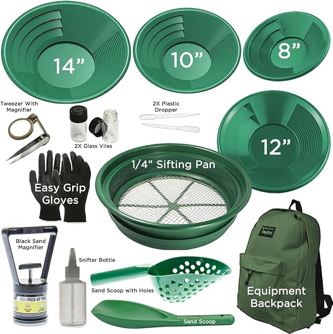 Detector_Hero-16-Piece Professional Gold Panning Kit – Complete Gold Prospecting Equipment with Pans, Classifiers, Backpack & Accessories-B0CF7RYC88-1
