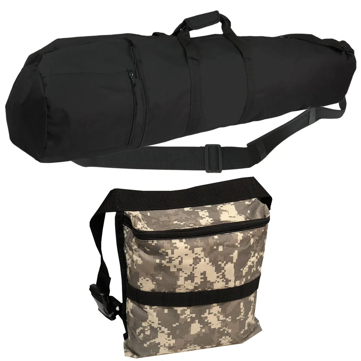 Detector_Hero-53" Black Metal Detector Carry Bag with Camo Finds Pouch-dw01