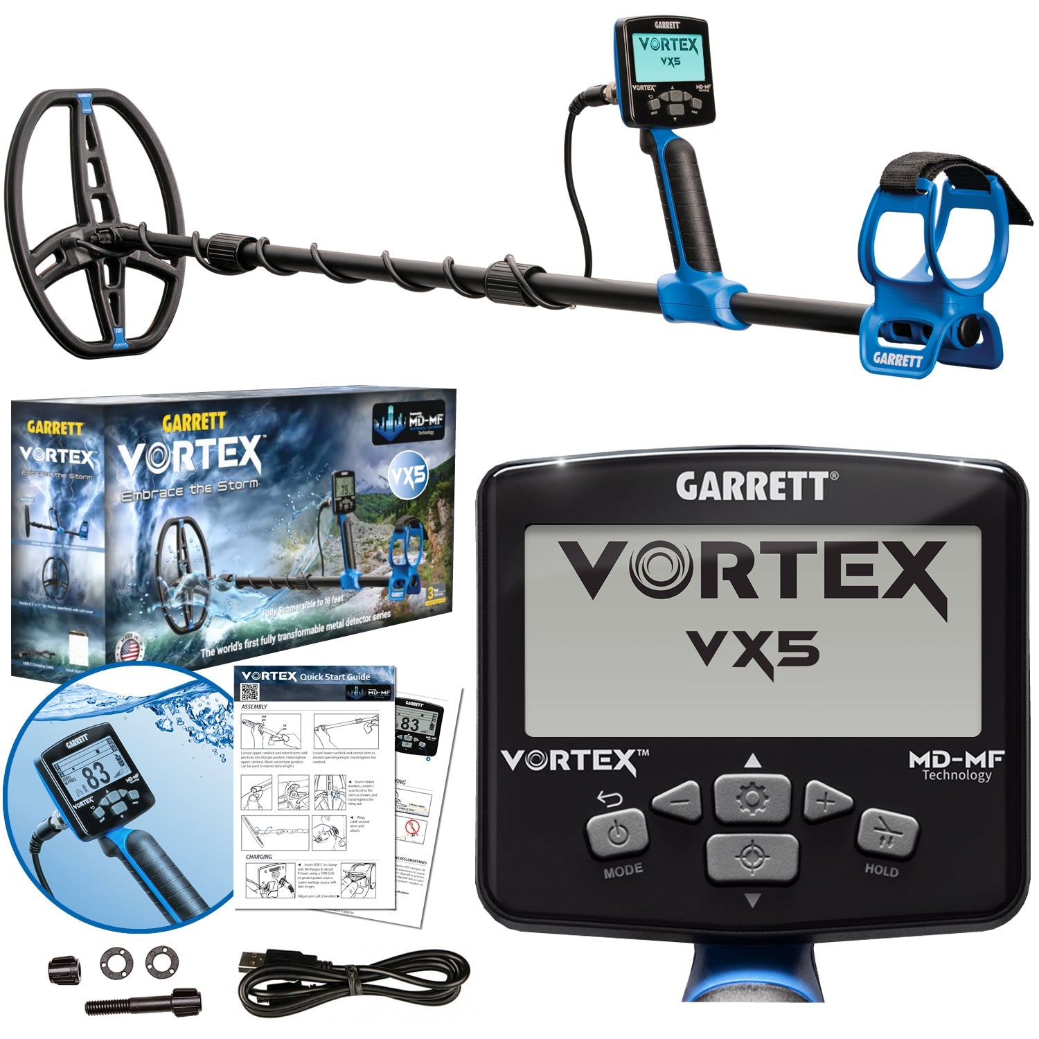 Garrett Vortex VX5 Waterproof Multi-Frequency Metal Detector