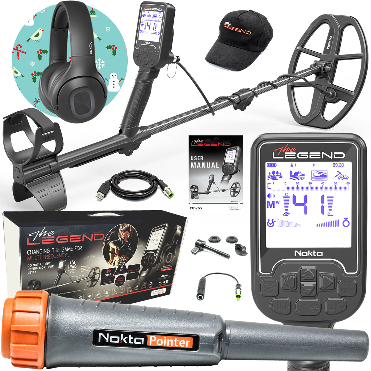 Nokta Legend "Next Generation" Multi-Frequency Waterproof Metal Detector with 12"x9" LG30 Coil & Pinpointer