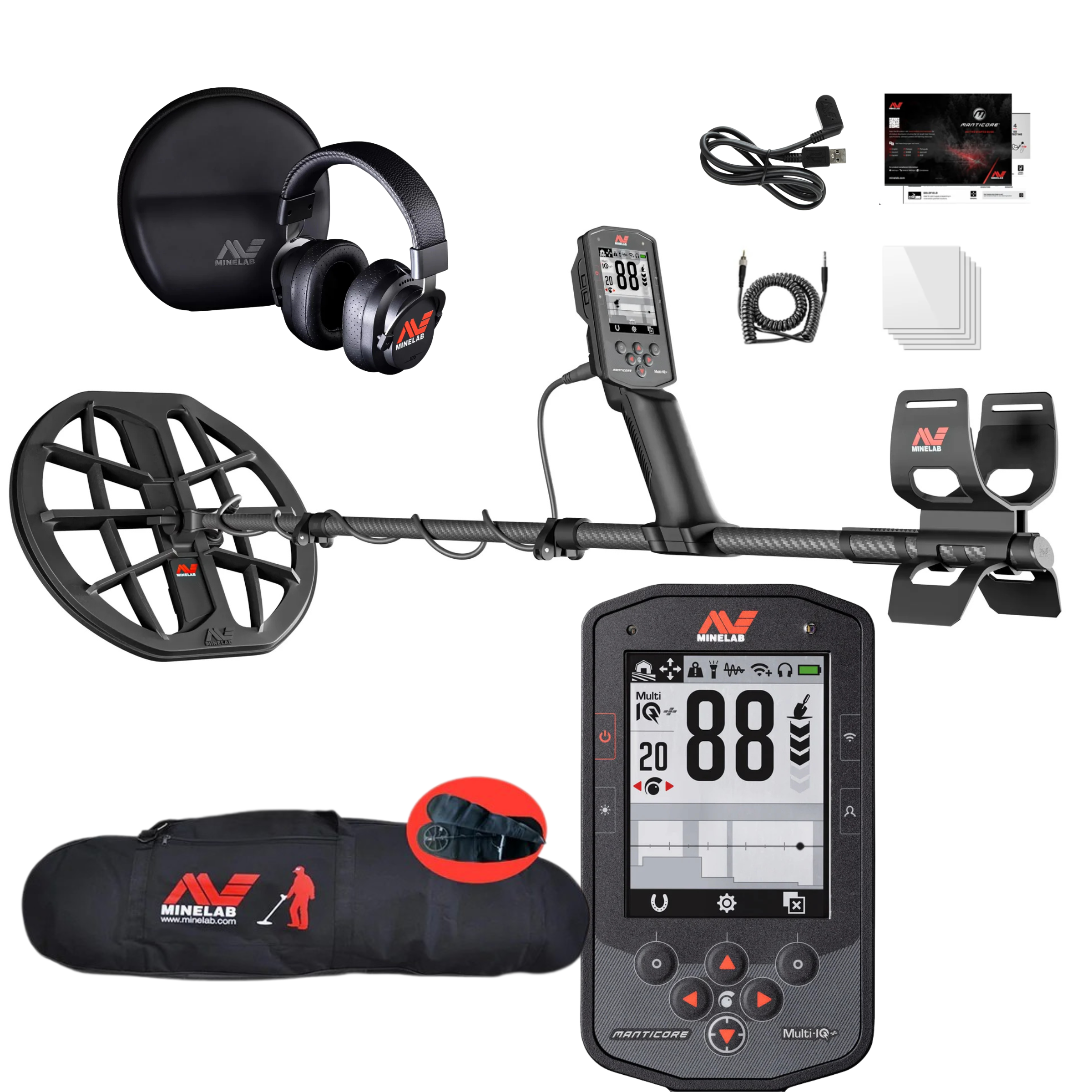 Minelab Manticore Waterproof Multi-Frequency Metal Detector with Padded Gear Bag