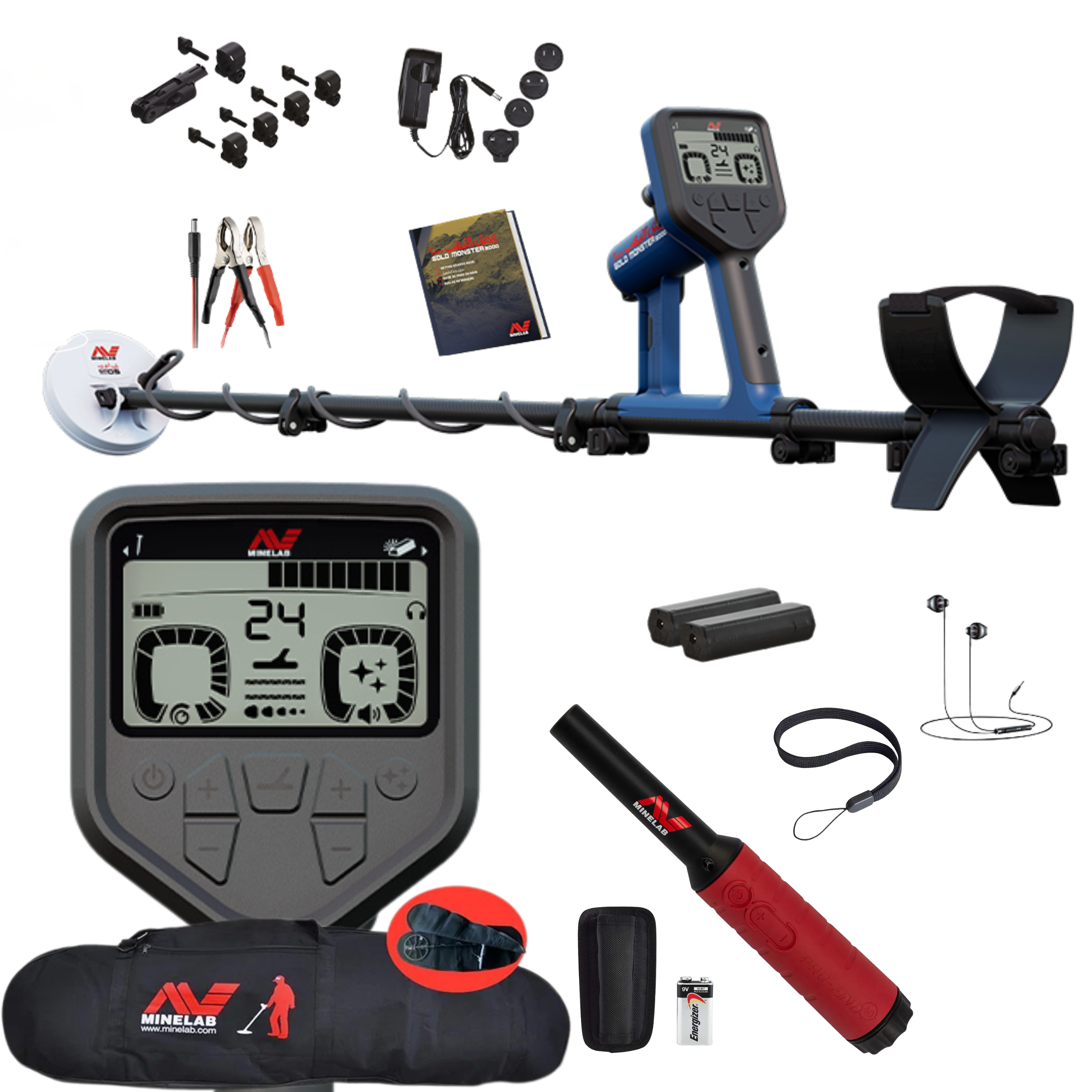 Minelab Gold Monster 2000 Premium Gold Nugget Detector With Travel Bag and Pro-Find 40 Pinpointer