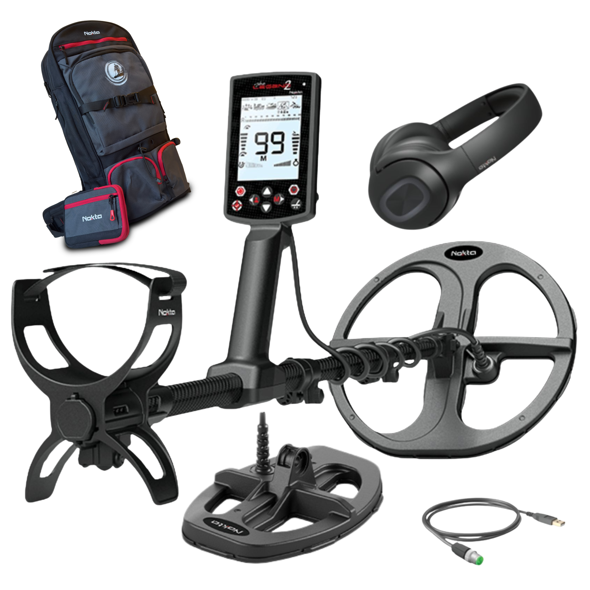 Nokta Legend 2 Simultaneous Multi-Frequency Metal Detector with 2 Coils, Wireless Headphones & Detector Bag Backpack