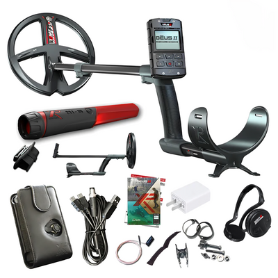XP Deus II RC Metal Detector with 9" Coil, MI-6 Waterproof Pinpointer & WSA II Wireless Headphones