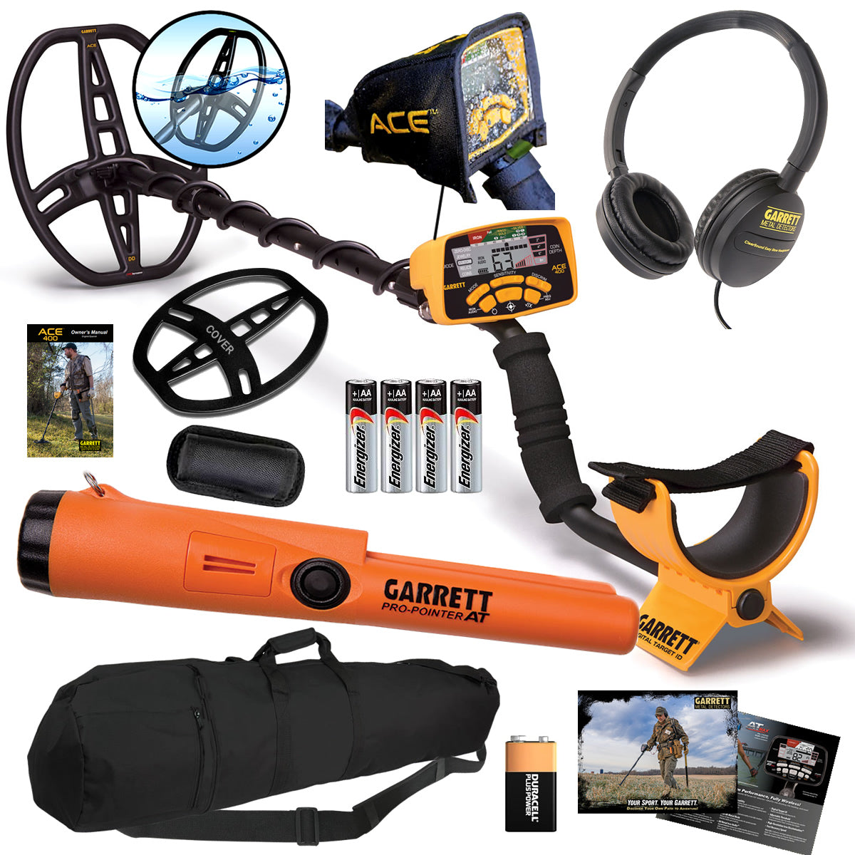 Garrett ACE 400 Metal Detector with Pro-Pointer AT Waterproof Pinpointer & Carry Bag