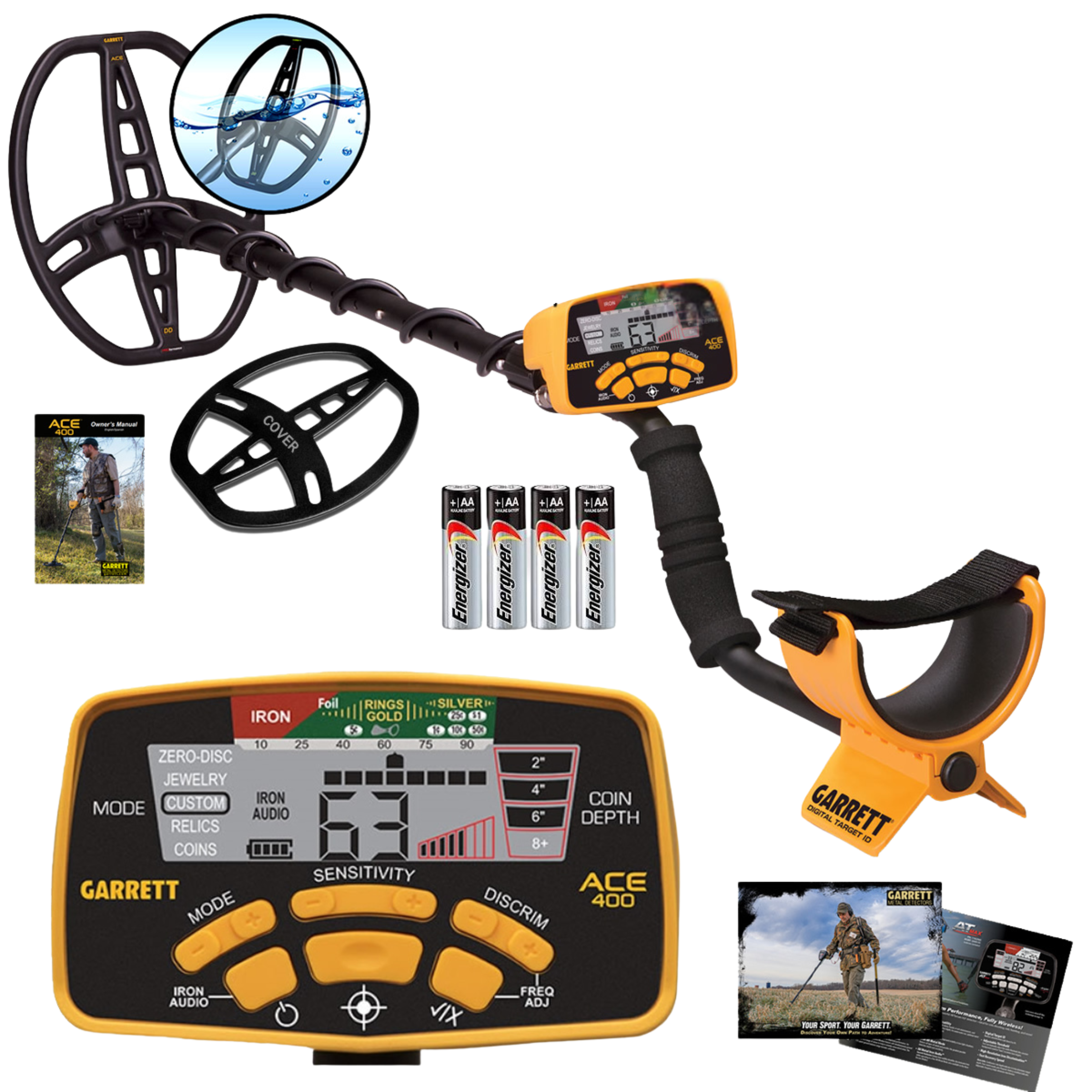 Garrett ACE 400 Complete Metal Detector Package With Audio Headphones & Field Accessories