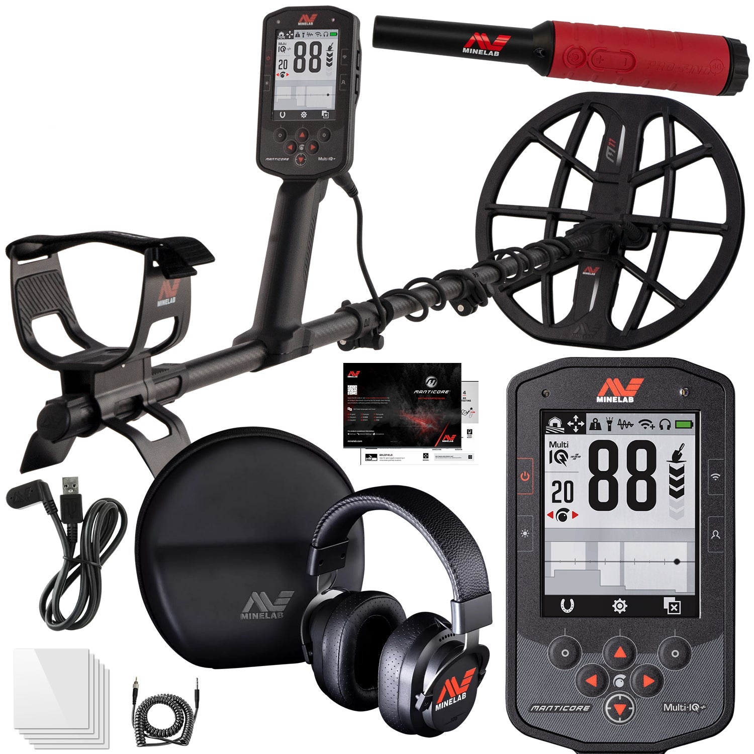 Minelab Manticore Waterproof Multi-Frequency Metal Detector + Pro-Find 40