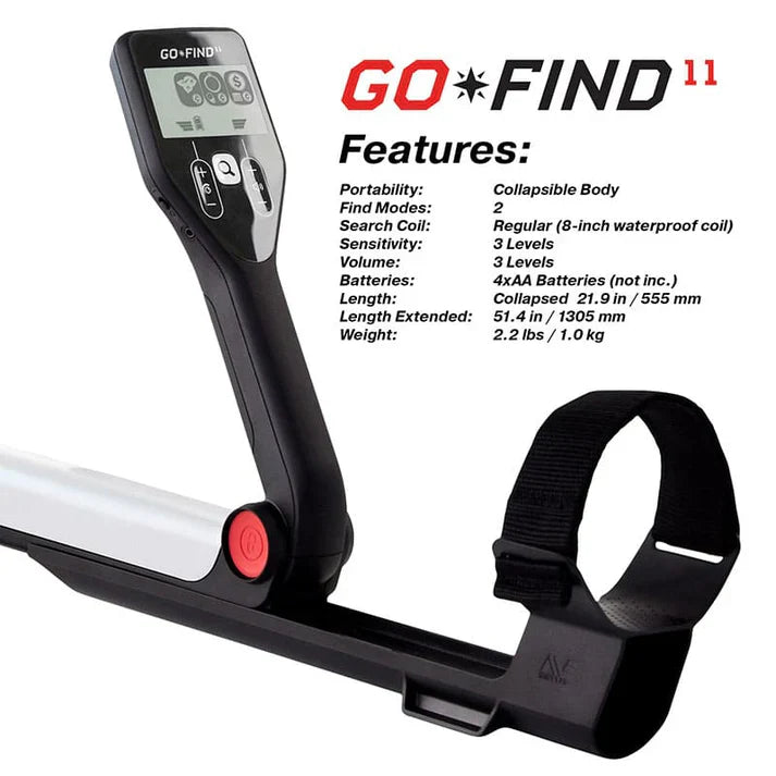 GO-FIND 11 by Minelab – Beginner Metal Detector with Waterproof 8-Inch Coil