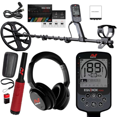 Minelab Equinox 700 Waterproof Multi-Frequency Metal Detector with 11" DD Coil and Pro-Find 40 Waterproof Pinpointer