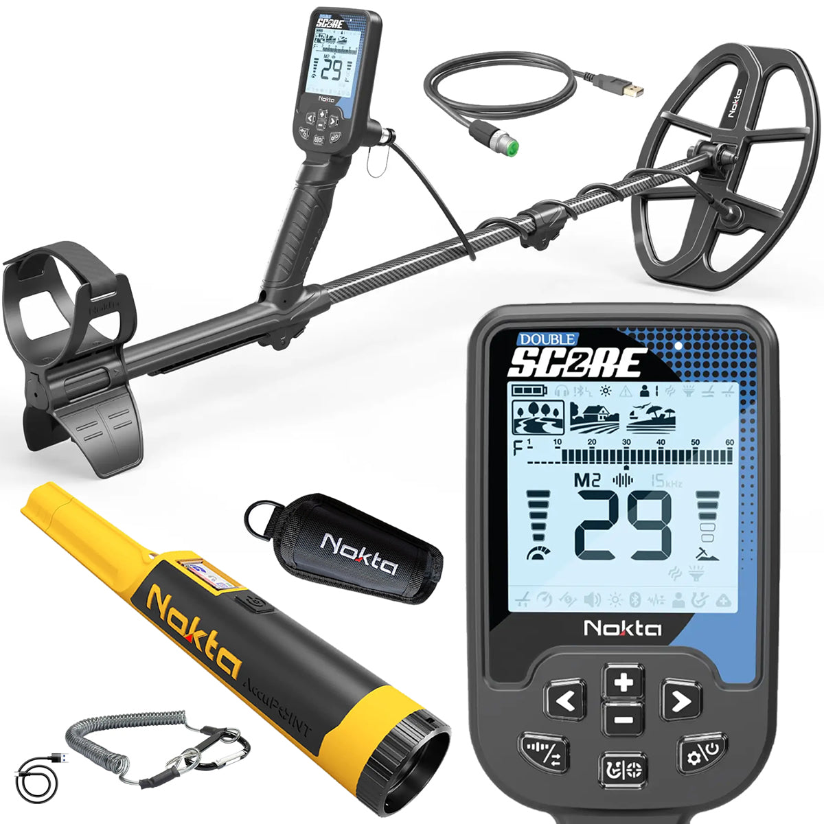 Nokta Score 2 Multi-Frequency Detector – Full Detection Kit with AccuPOINT, Digger, Carry Bag & Cap