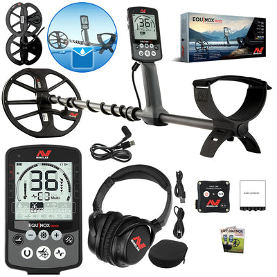 Minelab Equinox 800 Metal Detector - Waterproof, Multi-Frequency, 11” DD Coil & 2 Coil Package