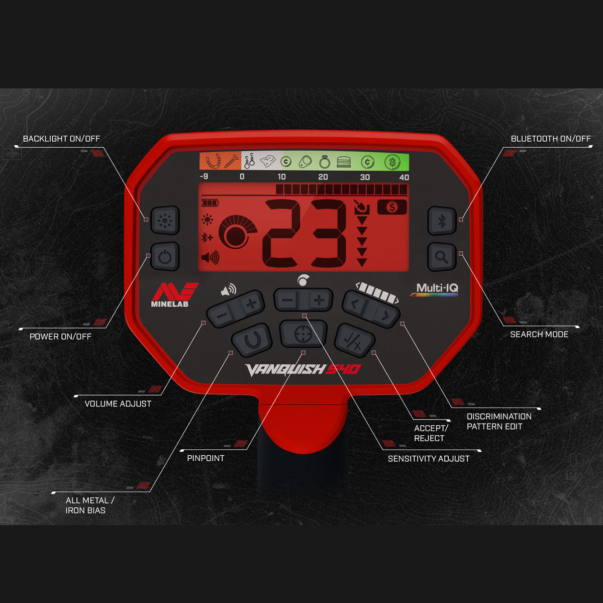 Minelab Vanquish 540 Metal Detector with 12" Coil, Headphones & Rechargeable Batteries