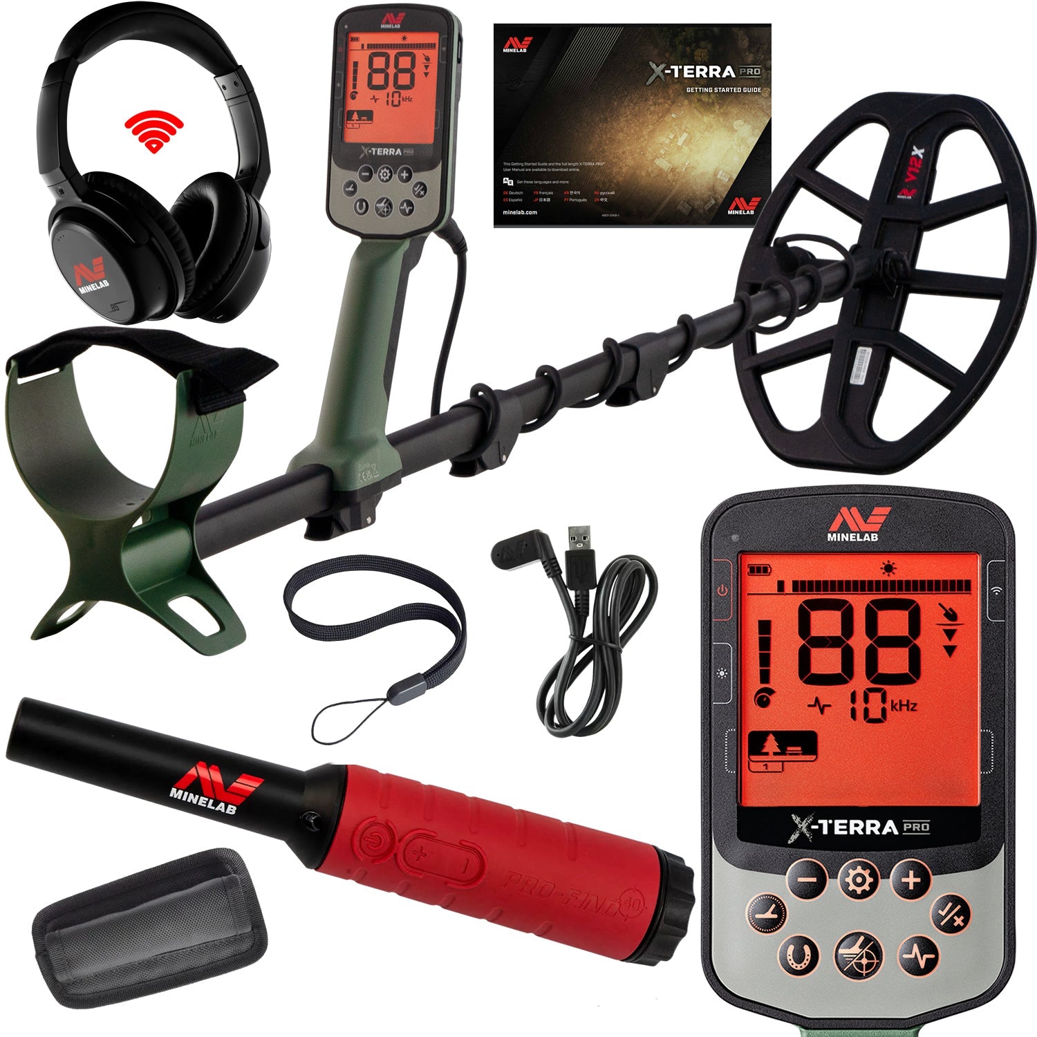 Minelab X-Terra Pro Waterproof Metal Detector with ML-85 Wireless Headphones & Pro-Find 40 Pinpointer