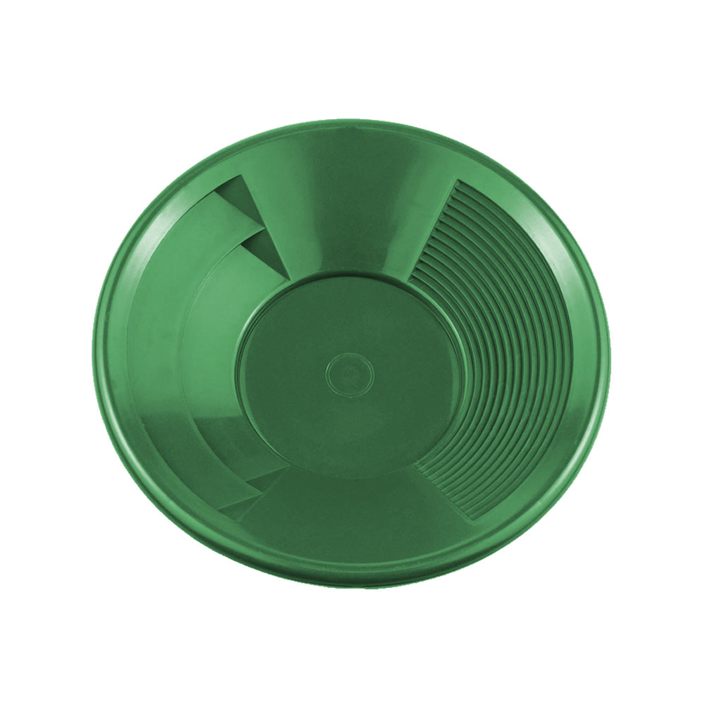 Green Plastic Gold Pan – 10" with Dual Riffles for Gold Recovery