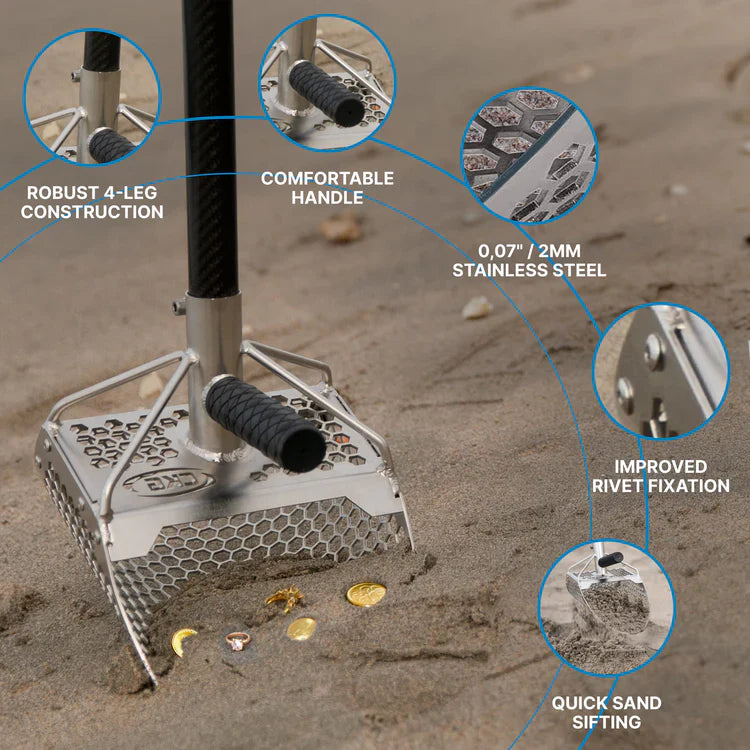 CKG 11x7" Sand Scoop for Beach Detecting - Stainless Steel