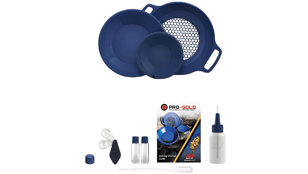 Minelab Pro-Gold Gold Panning Kit – Complete Prospecting Set with Pans, Accessories & Carry Bag (Blue)