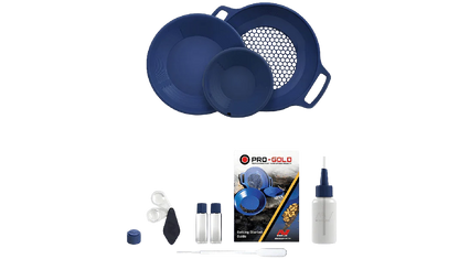 Minelab Pro-Gold Gold Panning Kit – Complete Prospecting Set with Pans, Accessories & Carry Bag (Blue)
