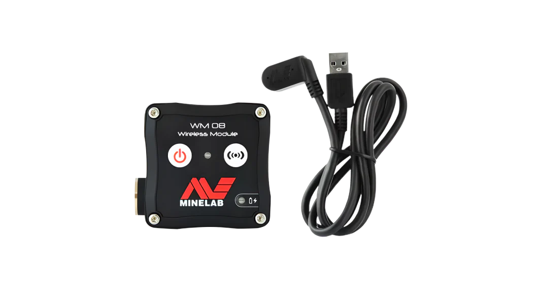 Minelab WM08 Wireless Audio Module with Magnetic Charging Cable for Equinox 600 & 800 Metal Detectors