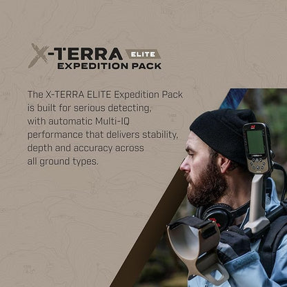 Minelab X-Terra Elite 2 Coil Expedition Pack Multi-Frequency Waterproof Metal Detector with Wireless Headphones, Backpack & PRO-FIND 40 Pinpointer