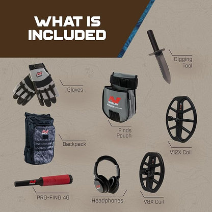 Minelab X-Terra Elite 2 Coil Expedition Pack Multi-Frequency Waterproof Metal Detector with Wireless Headphones, Adventure Pack, Backpack & PRO-FIND 40 Pinpointer