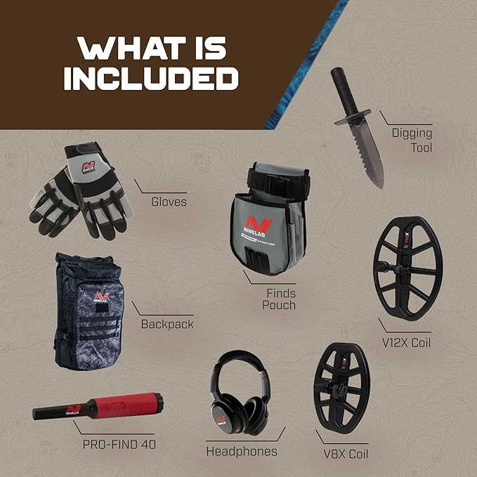 Minelab X-Terra Elite 2 Coil Expedition Pack Multi-Frequency Waterproof Metal Detector with Wireless Headphones, Adventure Pack, Backpack & PRO-FIND 40 Pinpointer