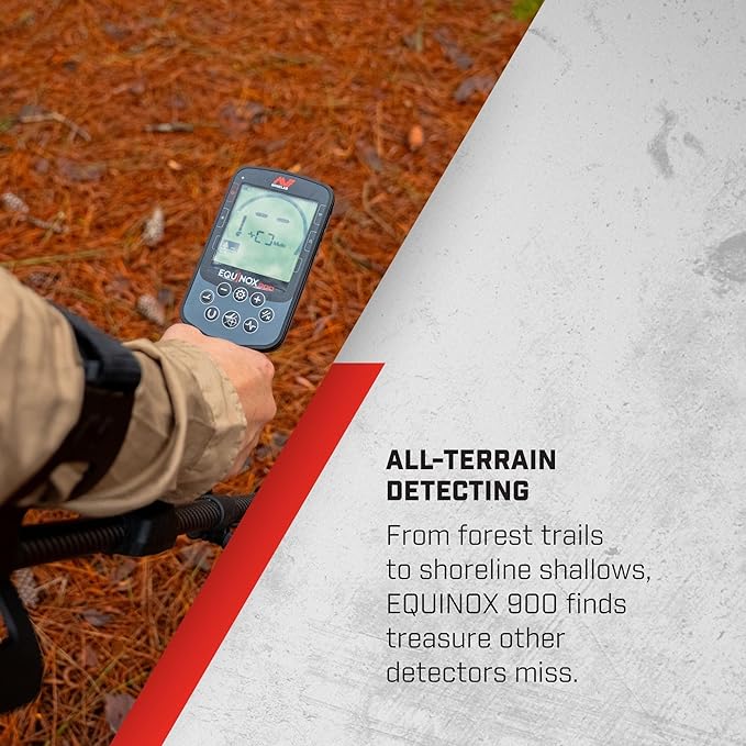 Minelab Equinox 900 Waterproof Multi-Frequency Metal Detector with 11" DD Coil, 6" DD Coil, Backpack & PRO-FIND 40 Pinpointer