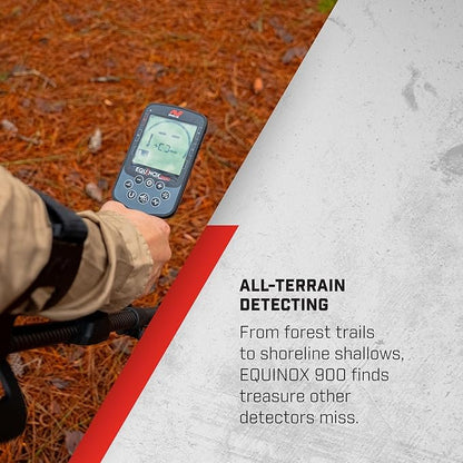 Minelab Equinox 900 Waterproof Multi-Frequency Metal Detector with 11" DD Coil, 6" DD Coil & Backpack