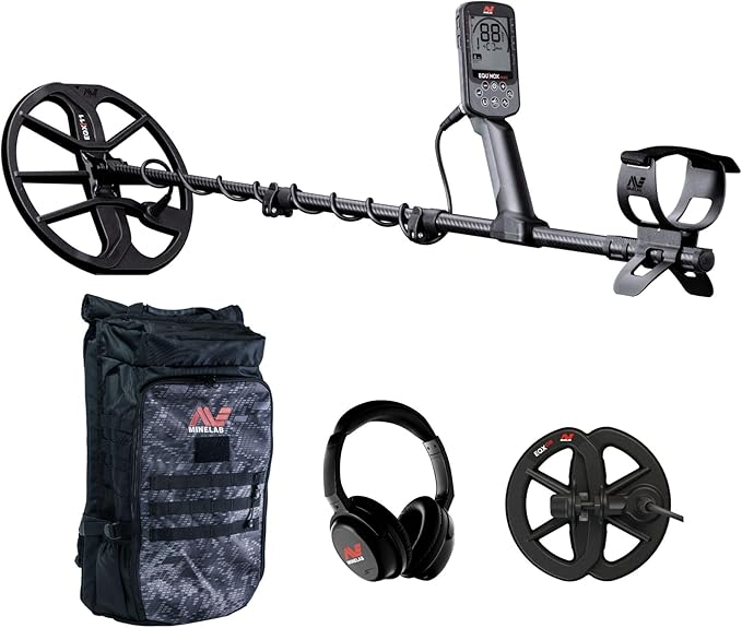 Minelab Equinox 900 Waterproof Multi-Frequency Metal Detector with 11" DD Coil, 6" DD Coil & Backpack