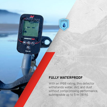 Minelab Vanquish 360 Adventure Pack Multi-Frequency Waterproof Metal Detector with PRO-FIND 35 Pinpointer, Digging Tool, Finds Pouch & Gloves
