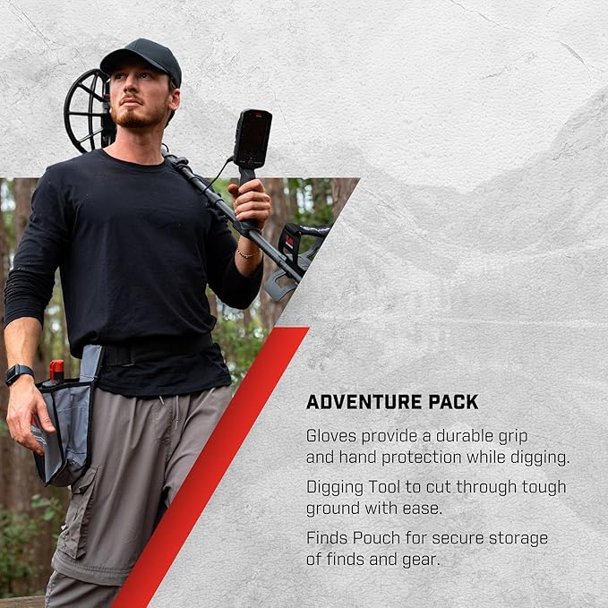 Minelab Vanquish 360 Adventure Pack Multi-Frequency Waterproof Metal Detector with PRO-FIND 35 Pinpointer, Digging Tool, Finds Pouch & Gloves