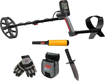Minelab Vanquish 360 Adventure Pack Multi-Frequency Waterproof Metal Detector with PRO-FIND 35 Pinpointer, Digging Tool, Finds Pouch & Gloves