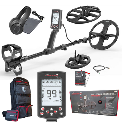 3 Coil Pkg Nokta Legend 2 Simutaneous Multi Frequency Metal Detector With Wireless Headphones, BackPack, LD21, LD28, & FREE LD38 Searchcoil