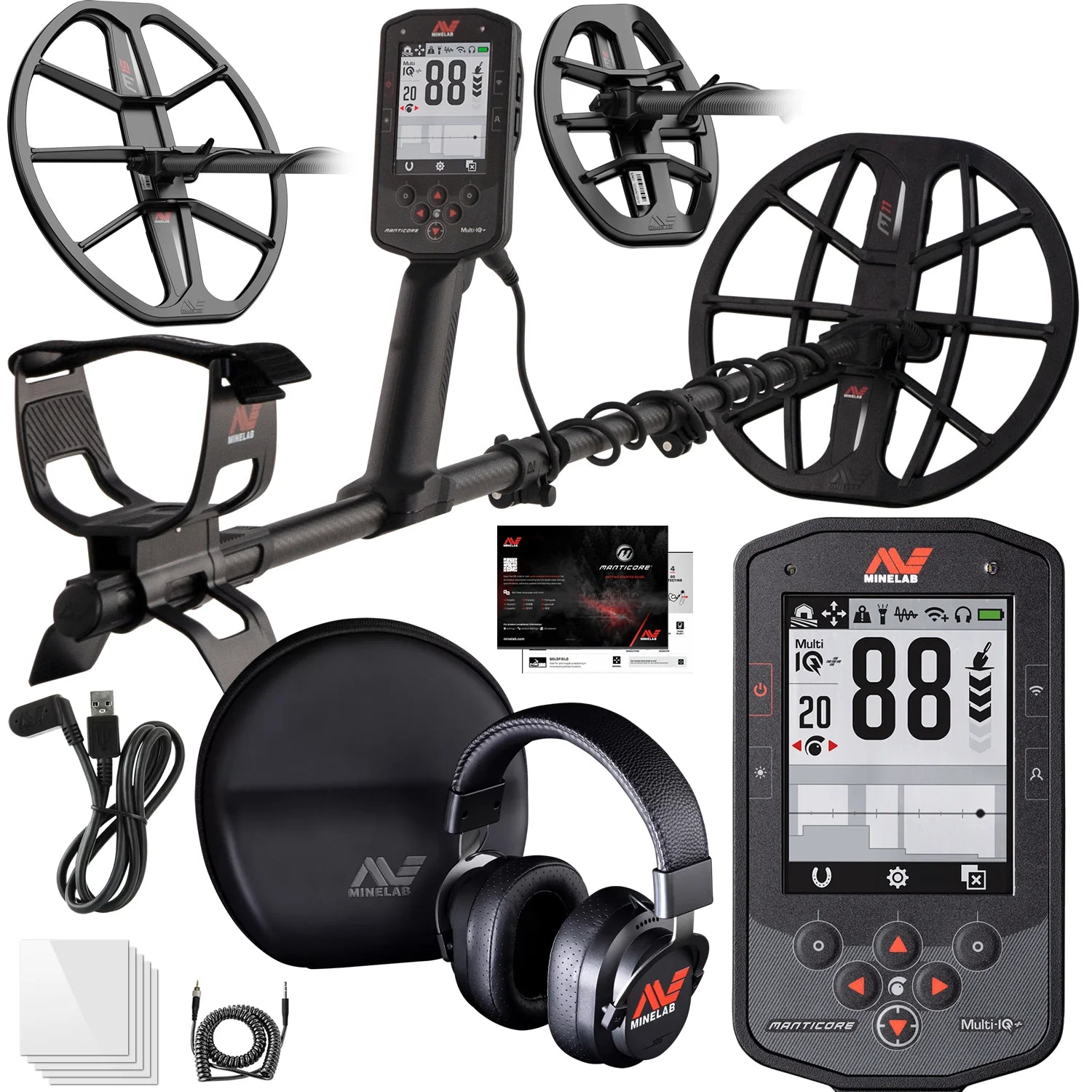 Minelab Manticore Metal Detector with M8, M15 & 11" Coils – 3-Coil Multi-Frequency Waterproof Package