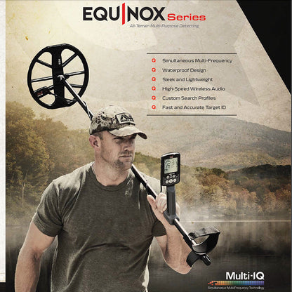 Minelab Equinox 800 Waterproof Multi-Frequency Metal Detector with Carry Bag, 11" DD Coil & Pro-Find 40 Pinpointer