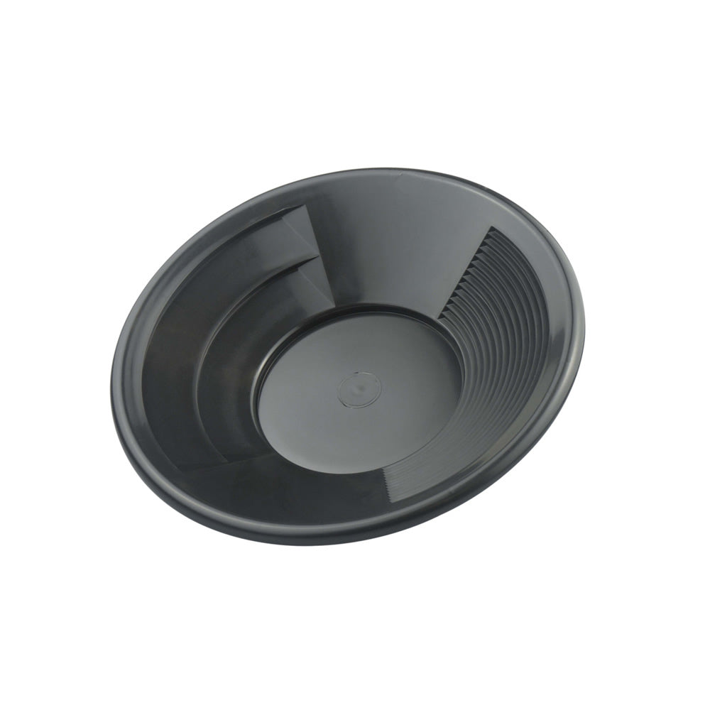 8" Gold Prospecting Pan – Black Plastic with Dual Riffles