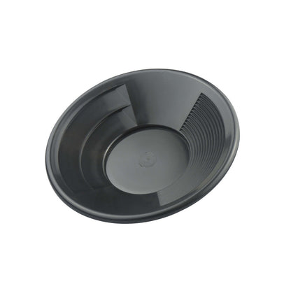 8" Gold Prospecting Pan – Black Plastic with Dual Riffles