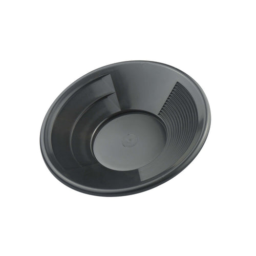 8" Gold Prospecting Pan – Black Plastic with Dual Riffles
