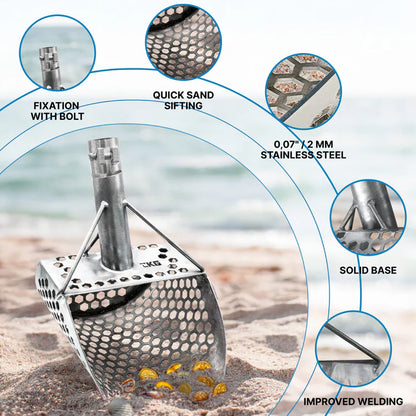 CKG 9x6" Compact Sand Scoop for Beach Detecting - Stainless Steel