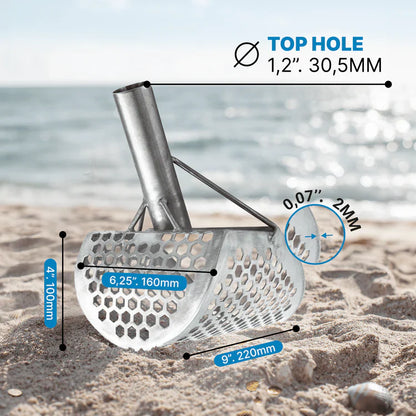 CKG 9x6" Compact Sand Scoop for Beach Detecting - Stainless Steel