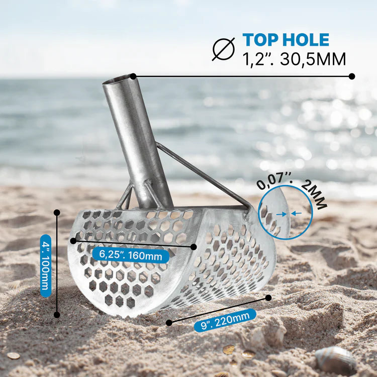 CKG 9x6" Compact Sand Scoop for Beach Detecting - Stainless Steel