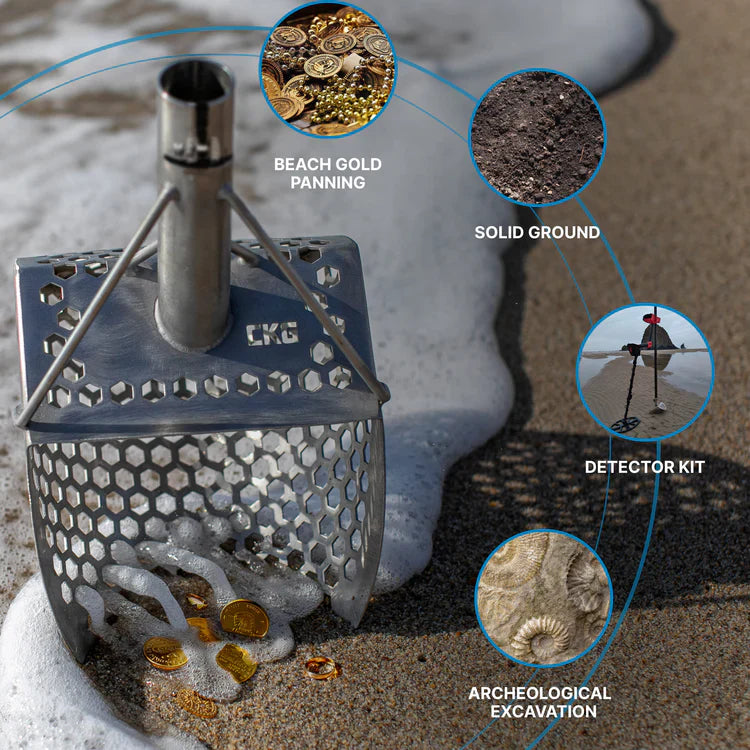 CKG 9x6" Compact Sand Scoop for Beach Detecting - Stainless Steel