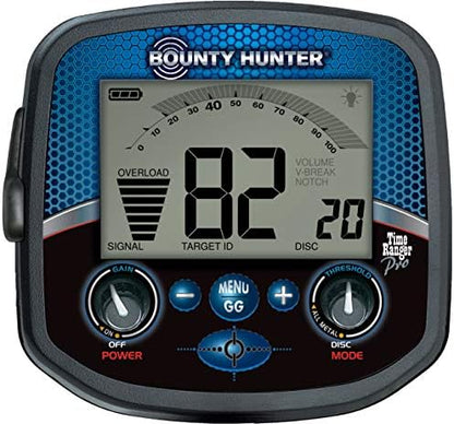Bounty Hunter Time Ranger Pro Metal Detector - 11” Waterproof DD Coil, Adjustable Iron Audio, Backlit Display, Enhanced Tone Discrimination