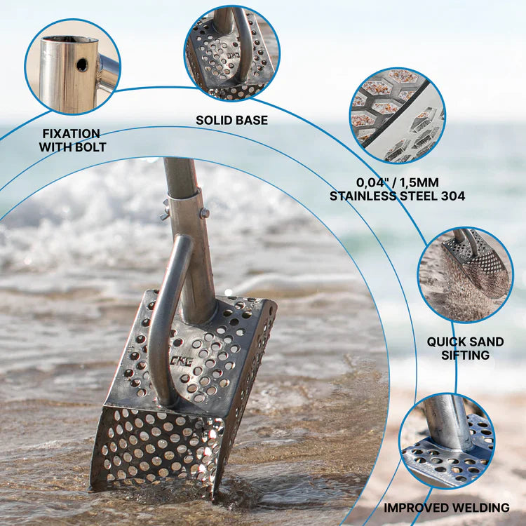 CKG 12x5" Universal Sand Scoop for Wet Sand and Water - Stainless Steel